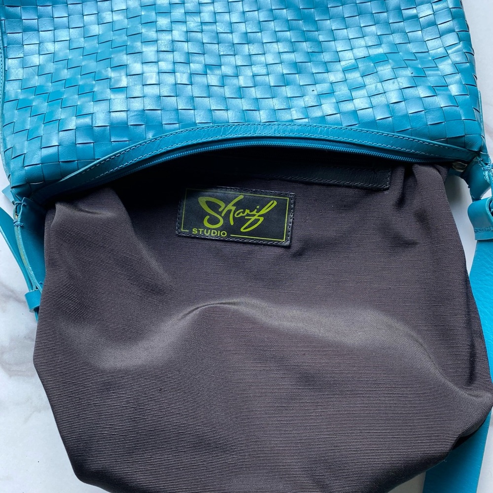 Sharif Luxury Blue Woven Leather Hobo Bag - Picture 5 of 9
